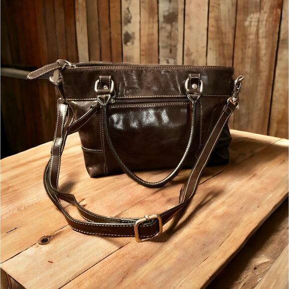 Giani Bernini Handle & Adjustable Latch Off Crossbody Strap Genuine Leather Bag! - Picture 2 of 16